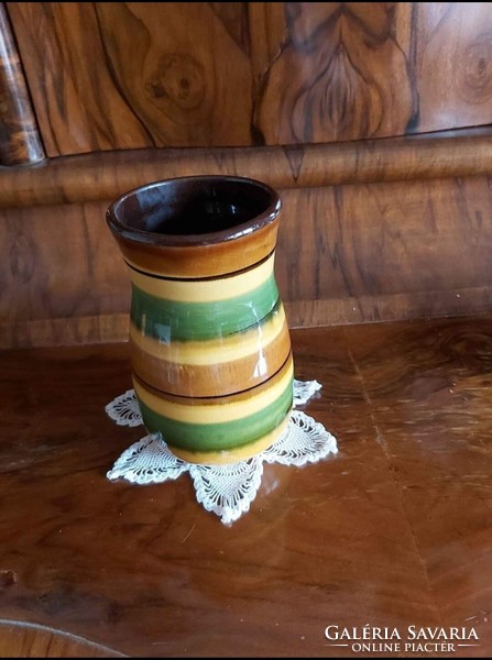 Beautiful retro glazed ceramic vase with a unique color scheme