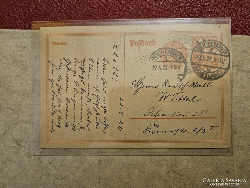 1922 postcard with prize ticket, German Empire