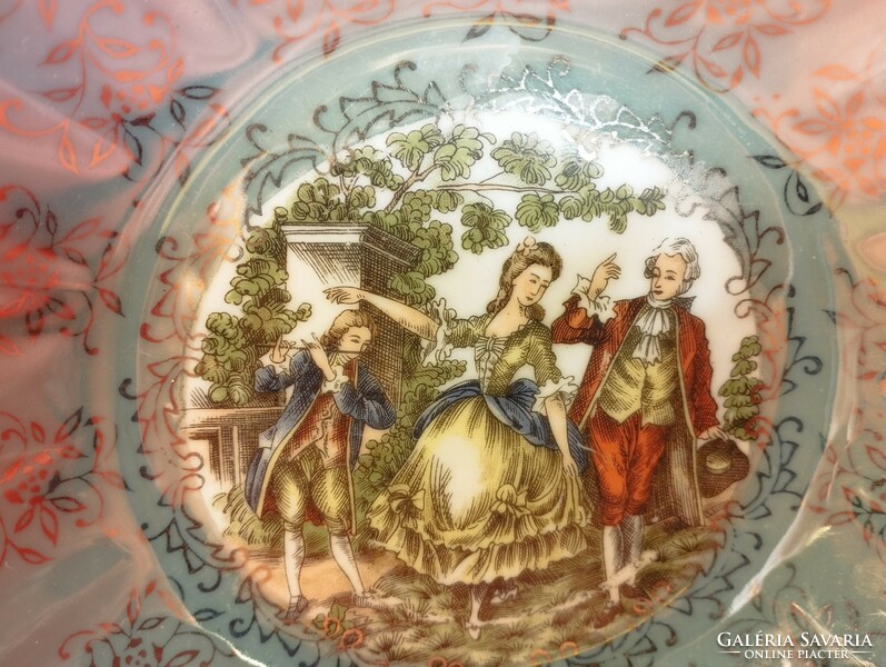 Antique Japanese romantic scene porcelain deep bowl, plate