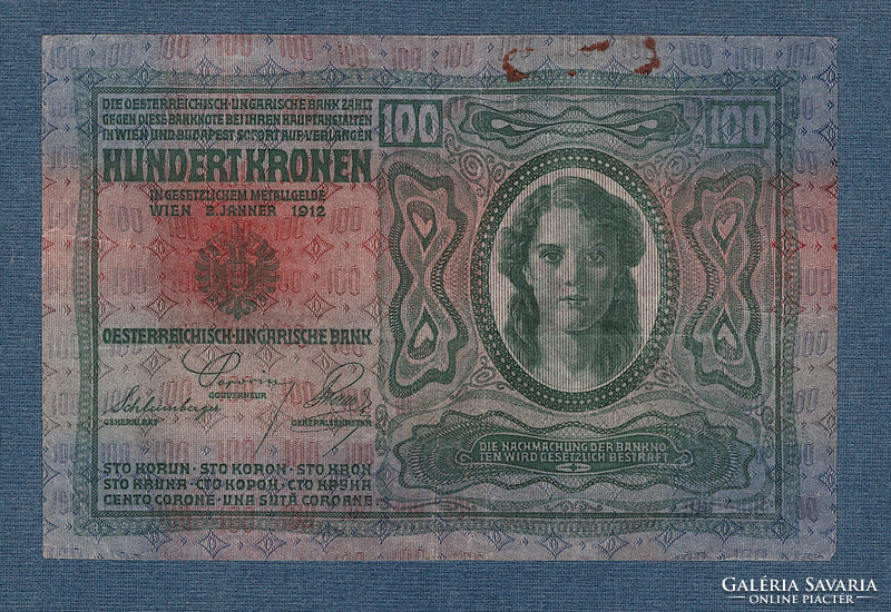 100 Korona 1912 Hungary with overprint