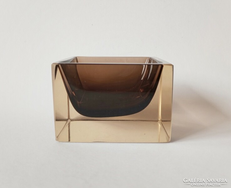 Rare flavio poli modernist geometric decorative bowl murano 1970's