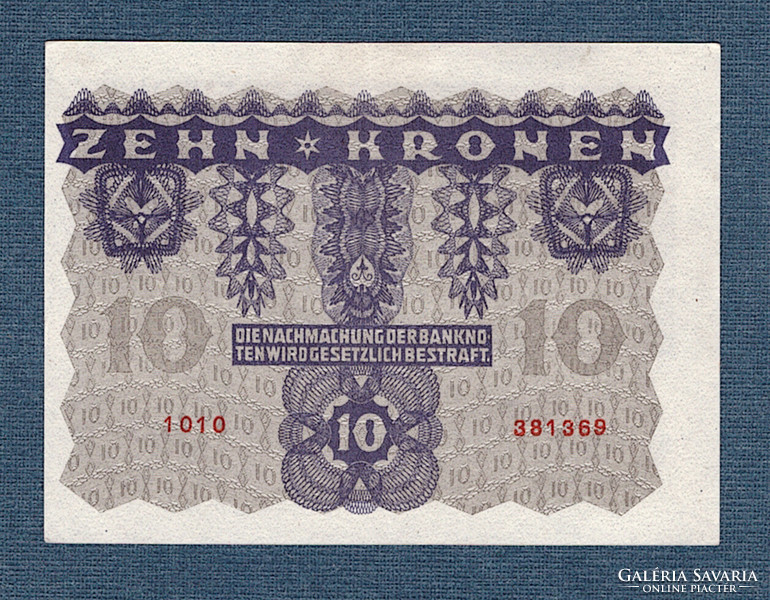 10 Korona 1922 ef slipped print
