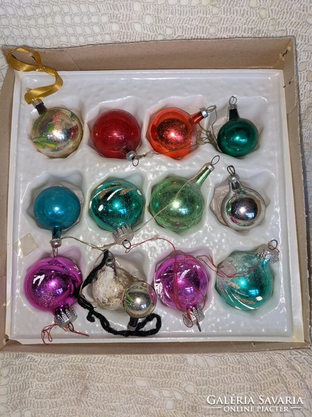 Glass Christmas tree ornament set