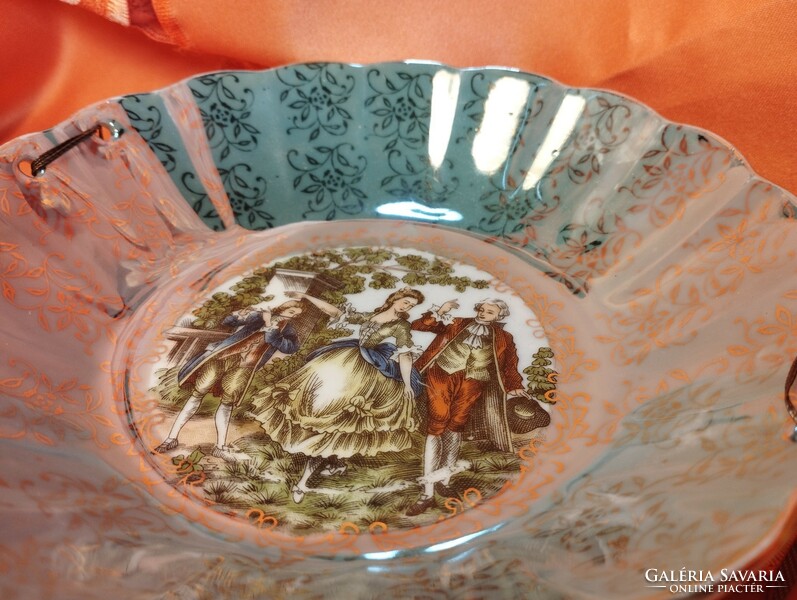 Antik japán romantikus jelenetes porcelán mély tál, tányér