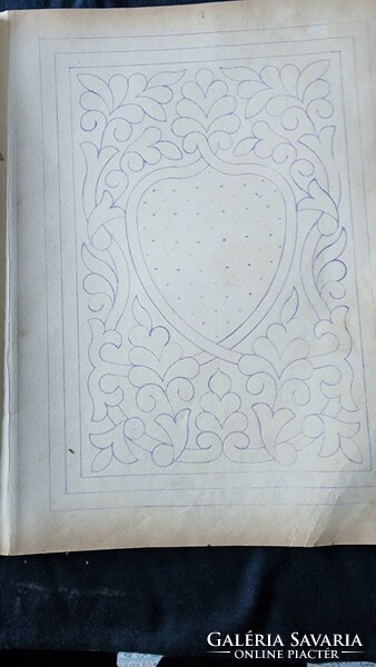 Approx. 1848 Annotated Hungarian sample book 53 graphic drawings cardboard sharp contour size: 36 x 28 cm