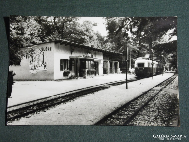 Postcard, Budapest, pioneer railway forward station detail, 1950-60