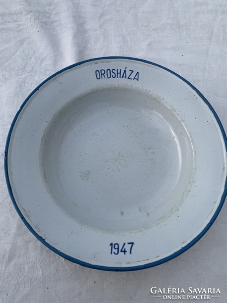 Ritka gyűjtői zománcozott tányér - zománctányér 1947.julius13 Magyar Kommunista Párt nagygyűlésére