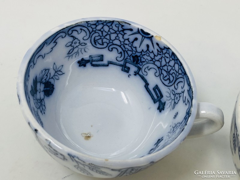 2db Antik Sarreguemines (??)  fajansz kávés csésze kobalt kék kínaizáló dekorral RZ