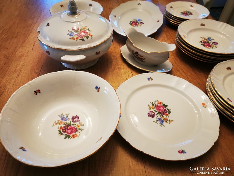 Csodálatosan szép 6 személyes Roschütz német porcelán étkészlet