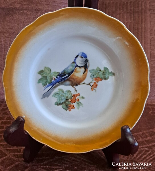 Old Zsolnay bird porcelain dessert plate 2 (l4555)
