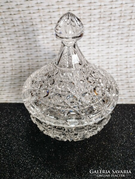 Large bohemian crystal bonbonier with lid