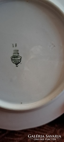 Old Zsolnay bird porcelain dessert plate 2 (l4555)