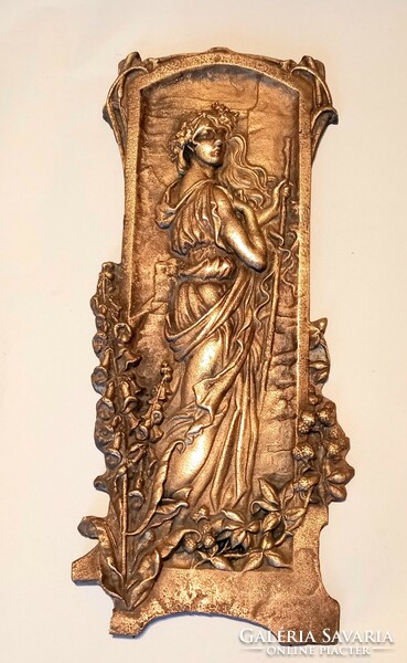 Huge copper 12 kg art nouveau relief negotiable design