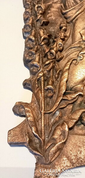 Huge copper 12 kg art nouveau relief negotiable design