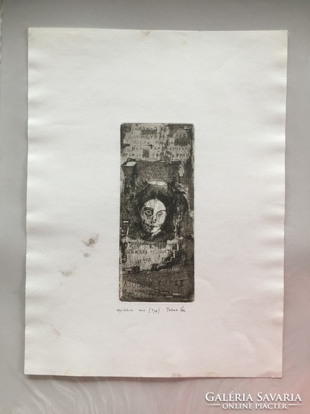 Face - with illegible mark, numbered (3/4) etching (200)