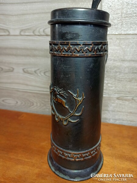 Flawless copper hunting cup with glass insert