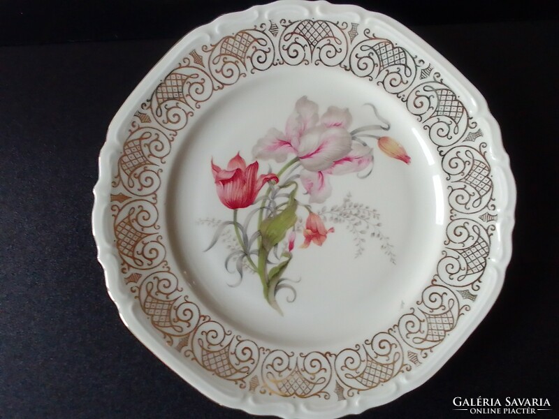 Gilded spring floral porcelain plate