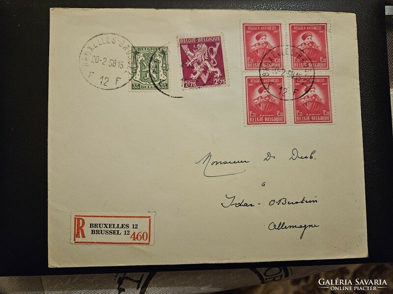 1958-as Ajánlott levél +levélzáró Brüsszel