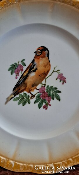 Old Zsolnay bird porcelain flat plate 2 (l4553)