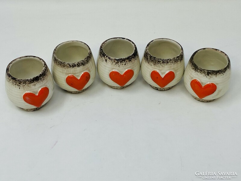 5db Antik Hummel Goebel TMK1 fajansz kis feles pohár cuki romantikus szív dekorral RZ