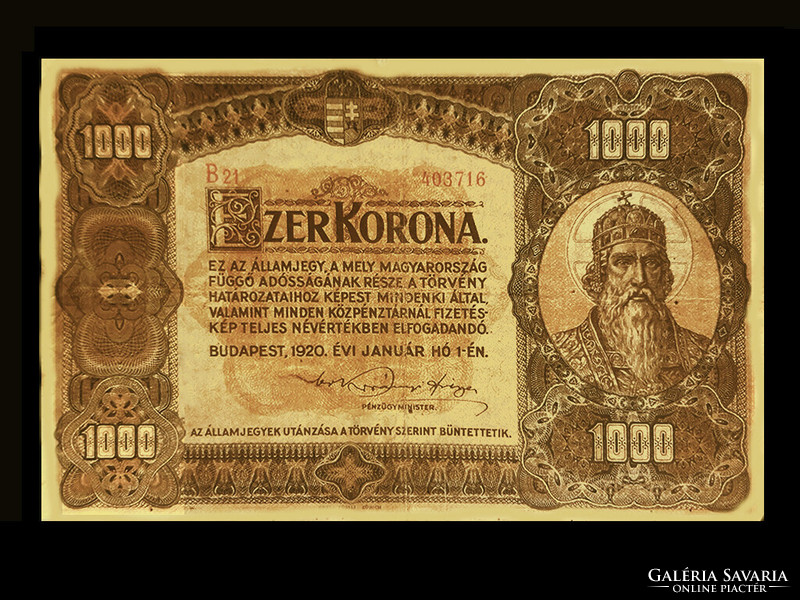 1000 KORONA - NAGYMÉRETŰ - SZÉP - 1920