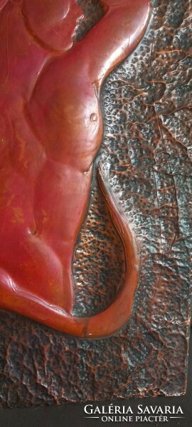 Hatalmas brutalista fém bronz kép ALKUDHATÓ kézi készítésű design