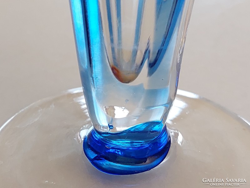 Old lead crystal blue small vase with base crystal candle holder 12.5 Cm