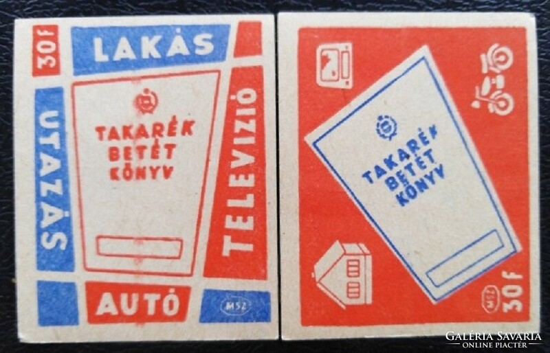 Gy89 / 1960 Takarékbetétkönyv gyufacímke 2 db-s teljes sor