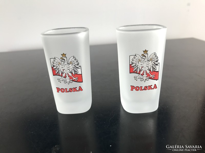 2 Polish vodka glass cups with Polska inscription (79/2)