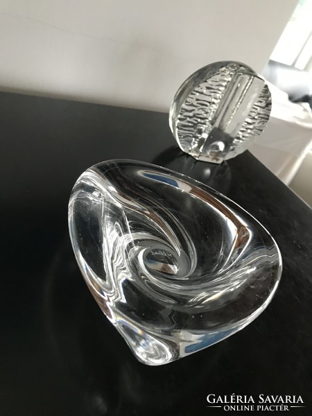 Val St Lambert belga, jelzett kristályüveg kis tál, asztalközép, vagy gyertyatartó (20/D)