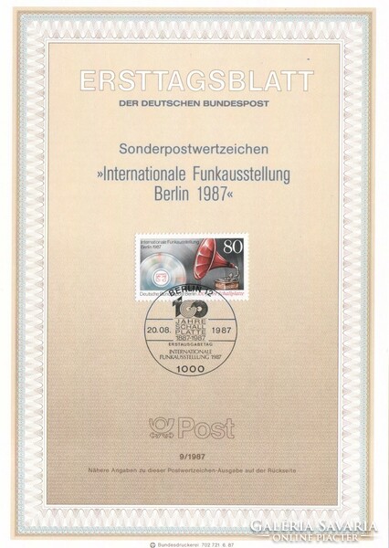 Etb 0069 berlin mi 787 etb 9-1987 EUR 1.30