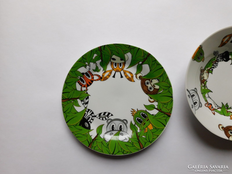 Children's plate set (deep and flat) with African animals