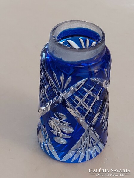 Régi ólomkristály parfümszóró kék csiszolt kristály piperekellék