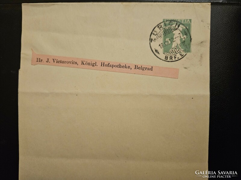 1912-es 5 Rappen díjjegyes levél Zürich