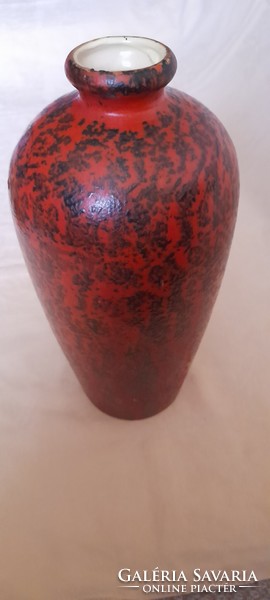 Tófej kerámia iparművész mázas váza retro 27x12cm 01