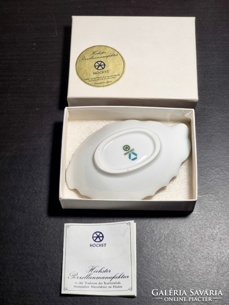 *Höchst német porcelán tálka/ gyűrűtartó tálka, aranyozott szegéllyel, 1960-as évek környéke.