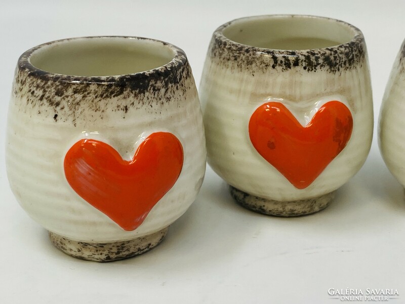 5pcs antique hummel goebel tmk1 earthenware small half glass with cute romantic heart decor rz