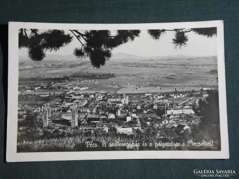 Képeslap,Postcard, Pécs, Zsabokorszky mérnök,Székesegyház és pályaudvar a Mecsekről, 1930