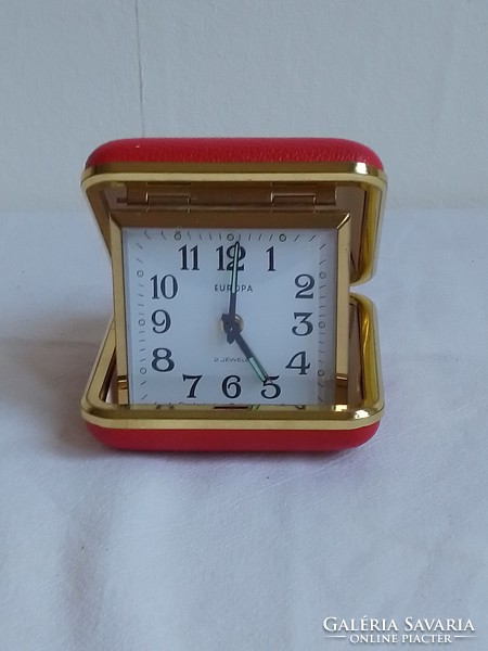 Old retro europe travel clock case folding alarm clock alarm clock, beautiful, flawless, works