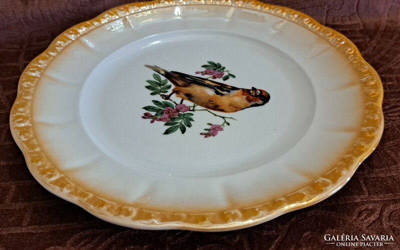 Old Zsolnay bird porcelain flat plate 2 (l4553)