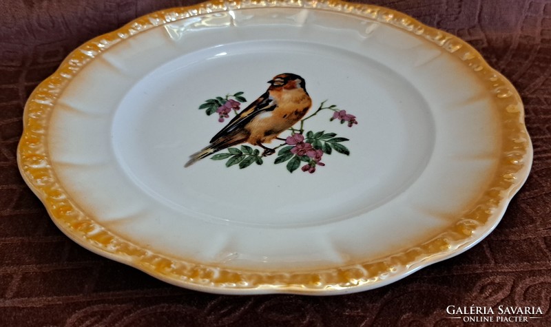 Old Zsolnay bird porcelain flat plate 2 (l4553)