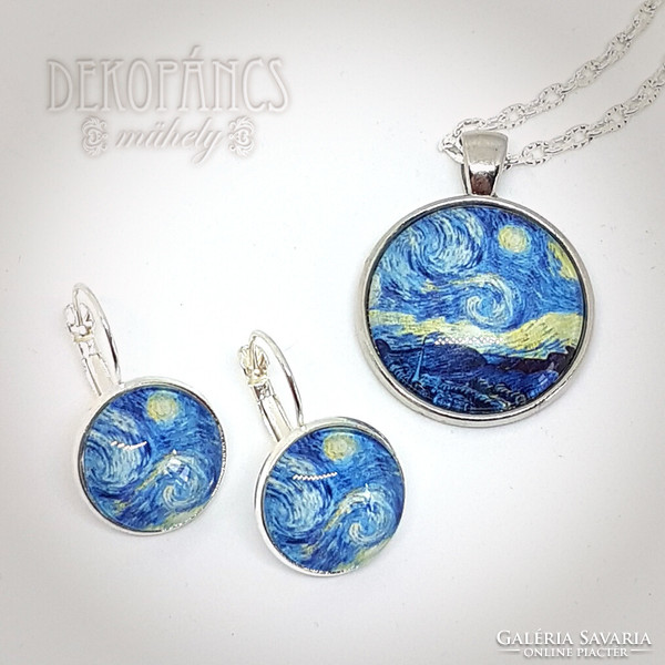 Van gogh: starry night - jewelry set with glass lenses 2.