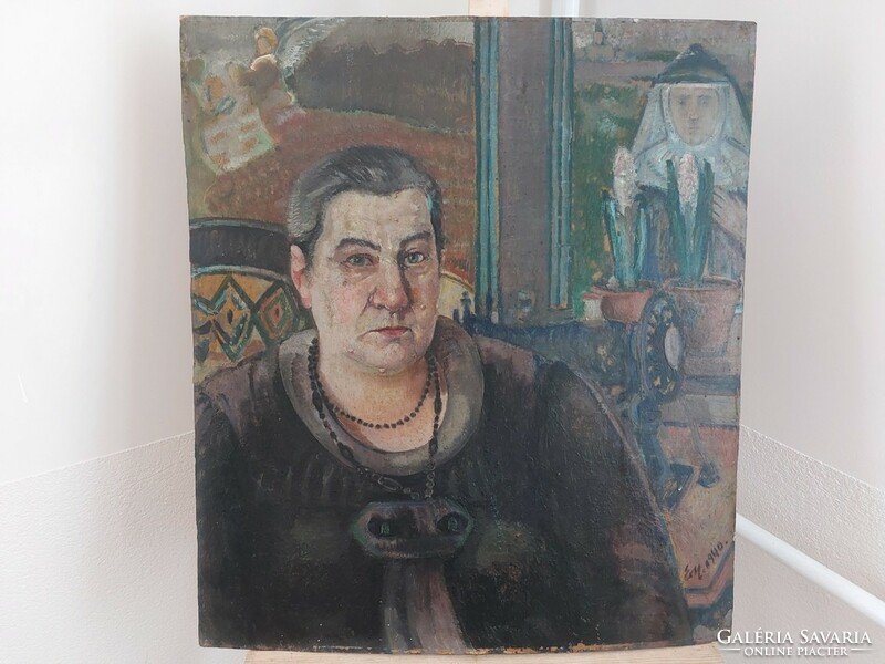 (K) portrait painting by Mihály Szeged of Transylvania 58x66 cm