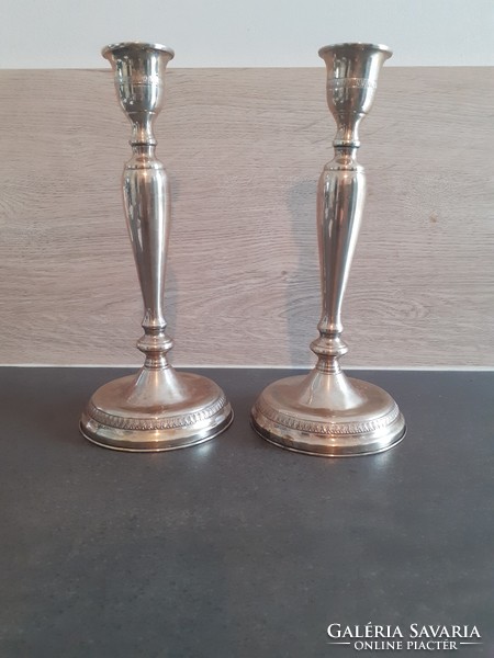 Pair of silver candle holders 24.5 cm high