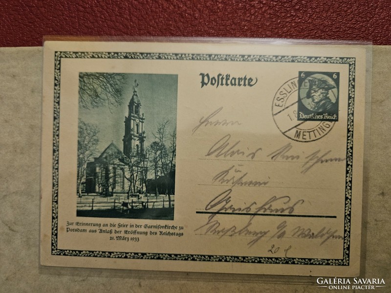 1933-as 6 pfennig díjjegyes levelezőlap Német birodalom