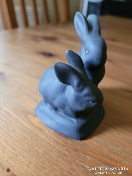 Ravenclaw rabbit matte black with golden eyes hand painted.