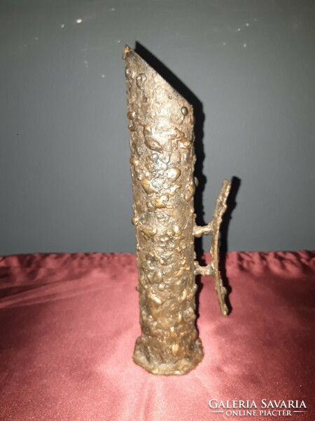 Bronzed iron vase with lugs - 22 cm