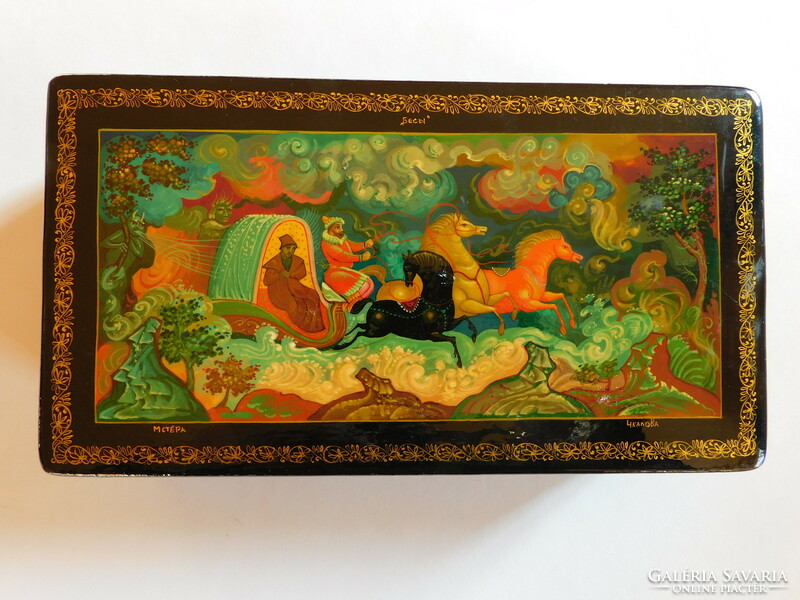 Russian vintage mistera hand painted lacquer box