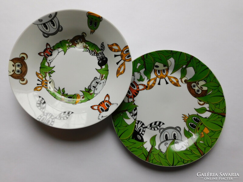 Children's plate set (deep and flat) with African animals