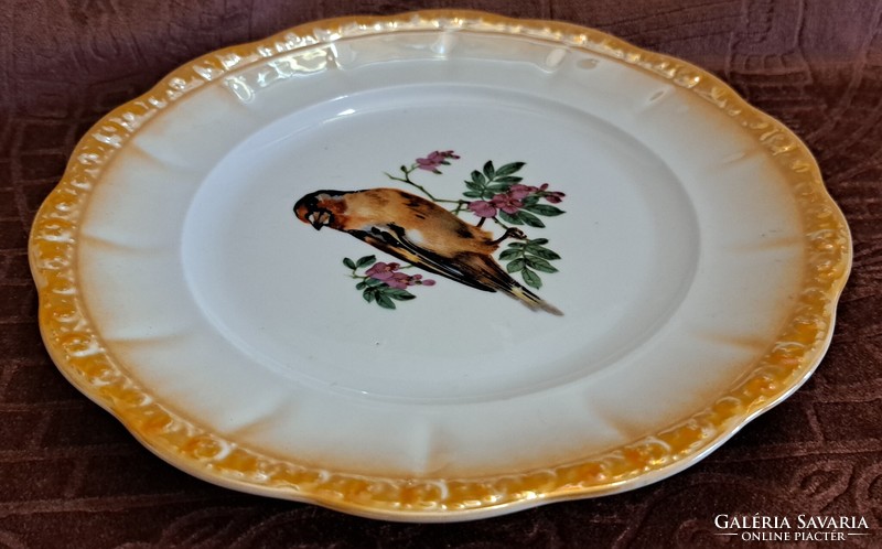 Old Zsolnay bird porcelain flat plate 2 (l4553)